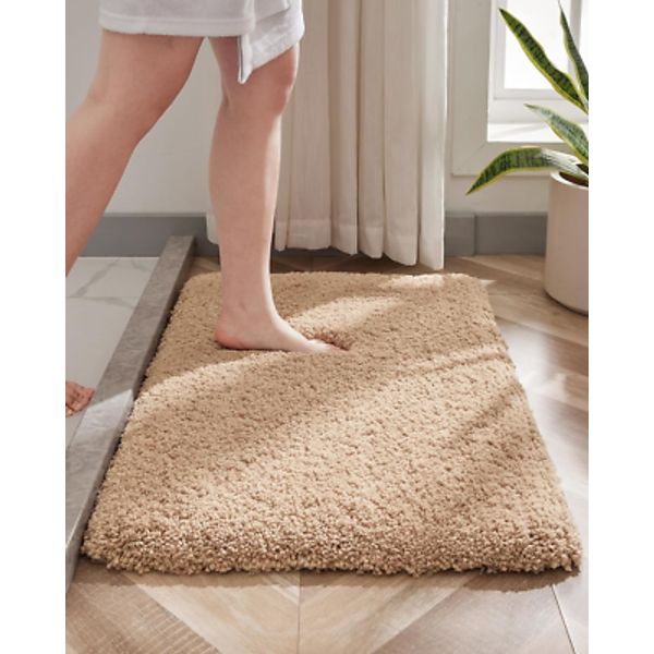 Small Bathroom Rug 17X24 Non Slip Beige Fluffy Bath Mat for Bathroom Floor Washa