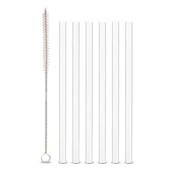 Weis Drinking Straws Glass Transparent 15 cm Set of 6 + Brush