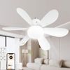 Ceiling Fan Light, DC Motor, LED Ceiling Fan, E26, Hanging Fan, Stepless Dimming, Colorless, Stepless Air Flow Adjustment, Timer, Memory Function, Silent, App Compatible, Forward and Reverse Rotation