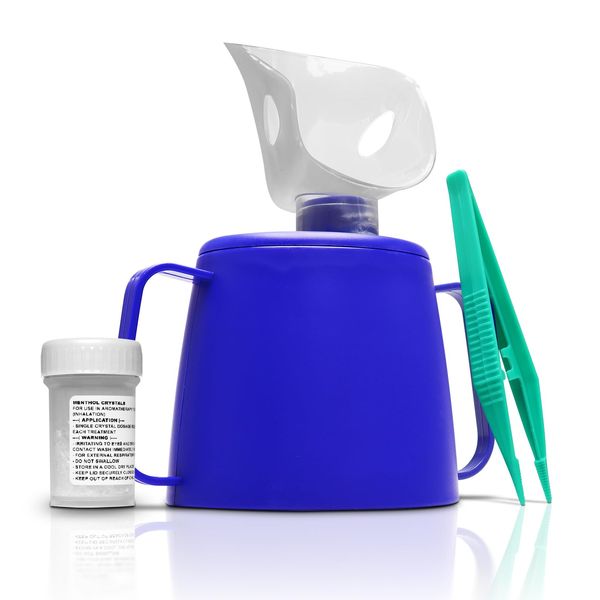 RE-GEN Steam Inhaler Kit + Menthol Crystals & Re-Usable Plastic Tweezers. Clear Nasal Congestion, Relieve Cold Flu Symptoms