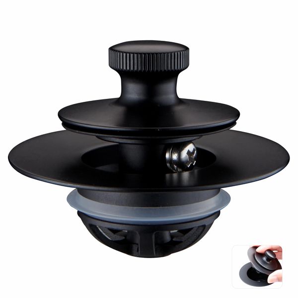 Black Universal Bathtub Drain Stopper Lift and Turn Conversion Kit, Wellup Bath Tub Drain Stopper with Easy to Install, Replaces Tip-Toe and Lift and Turn, Trip Lever drains for Tub (Matte Black)