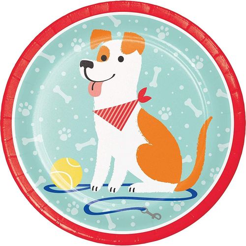 Dog Party Animal Pet Puppy Cute Kids Birthday Party 9" Paper Dinner Plates