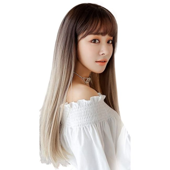 Madrugada S773 Wig, Long, Straight Wig, Natural, Puffy, Cosplay, For Photography, Harajuku, Lolita, Small Face, Heat Resistant, Wig Comb, Net Included, Set of 3