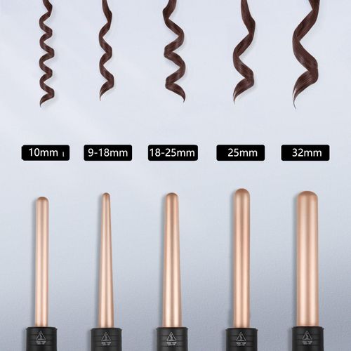 janelove Hair Curler, Curling Wand for Long Hair, Curling Wand Set with 5 Ceramic Barrels,from 9/18/25/32 mm, 150℃-210℃ Temperature Control,with Heat Resistant Glove