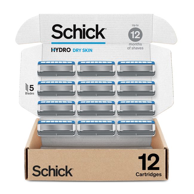 Schick Hydro Dry Skin Refills — Schick Razor Refills for Men, Men’s Razor Refills, 12 Count