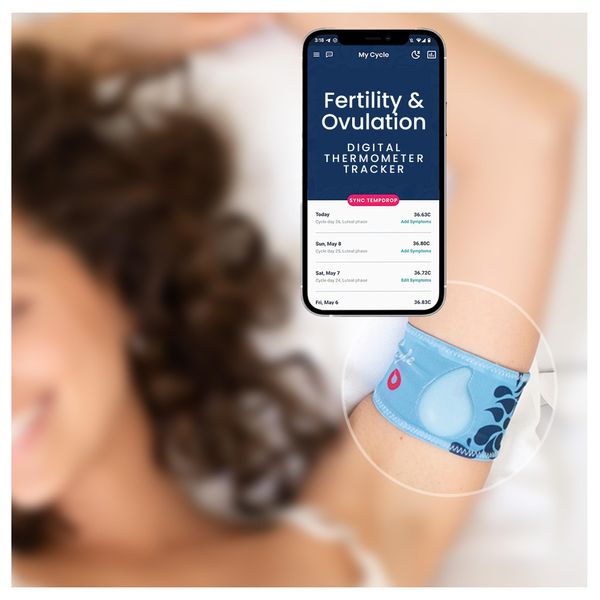 Tempdrop Fertility and Ovulation Tracker –Wearable Basal Body Temperature (BBT) Monitoring Sensor and Fertility Charting App Includes Comfortable Armband (L/XL - 12.5-18.5 Inches)