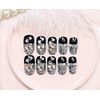 SIFASHION Wedding Bride Nail Tips Glitter Artificial Diamond Round Nail Patches with Double-Sided Adhesive Tape Nail Tips (Black)