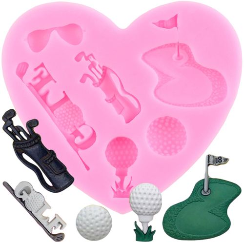 Golf Theme Silicone Molds Golf Balls Fondant Mold For Cake Decorating Cupcake Topper Chocolate Candy Gum Paste Polymer Clay