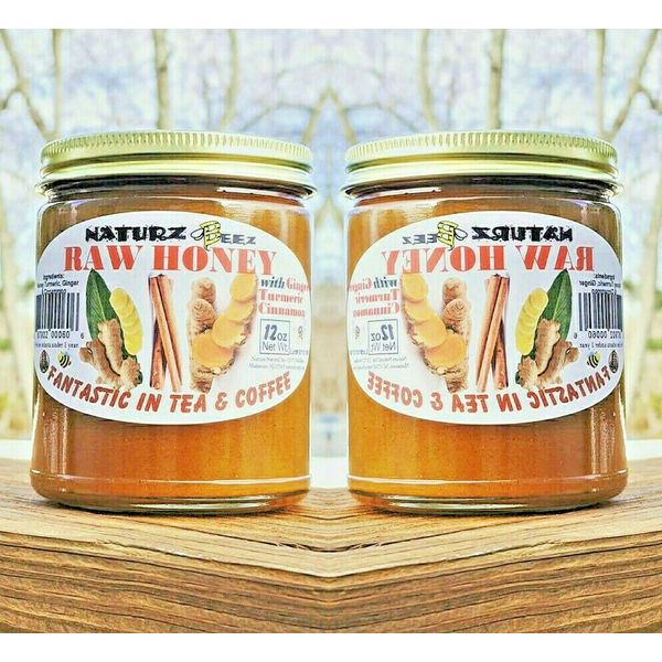 RAW HONEY with GINGER, TURMERIC  CINNAMON 2 Pack 12oz Each