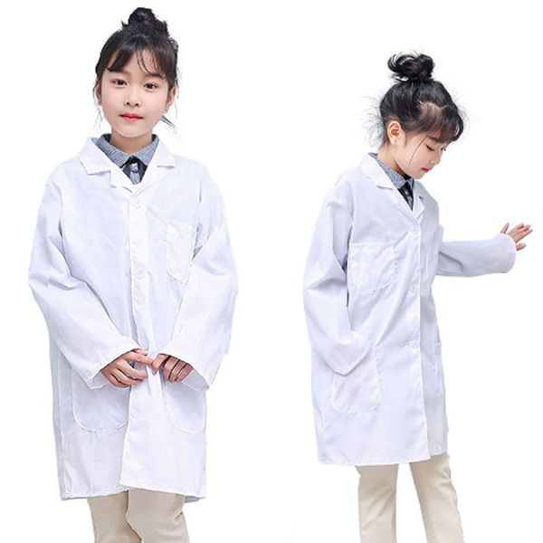 RLIAHALM Kid Lab Coat Doctor Unisex Role Play Scientist Halloween Career Day Dress Up Costume for boys and girl (Medium,White)