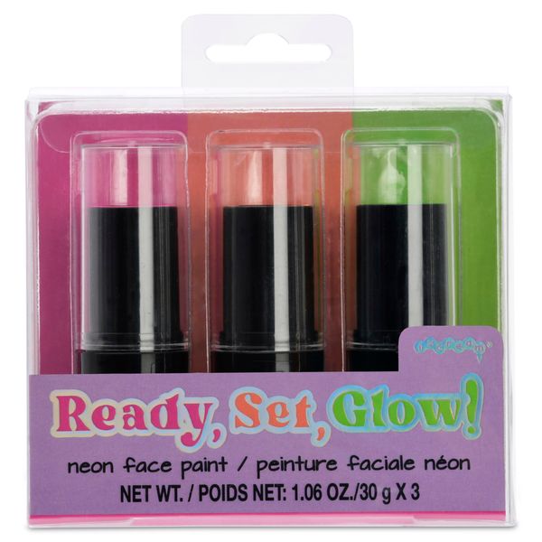 iscream Ready, Set, Glow! 3-piece Multicolor Sheer Neon Face Paint Stick Set