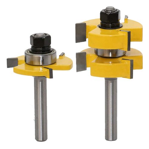 2 Pieces Groove and Tongue Tongue and Groove Set Router Bit Set, 8 mm Shank, Router Router Cutter Set for DIY CNC Engraving Machine, Trimming Machine, Woodworking
