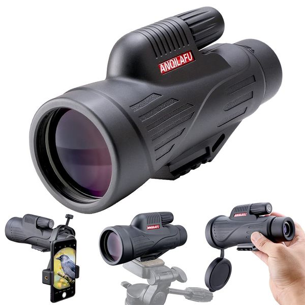 ANQILAFU Telescope HD Monocular High Magnification 12x50 High Magnification Wide Angle with Smartphone Holder Waterproof Fog Shockproof