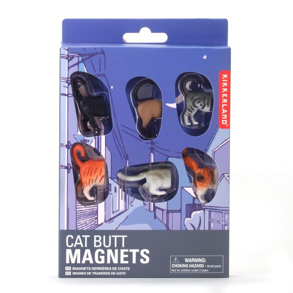 Kikkerland Cat Butt Magnets, Set of 6 (MG53)