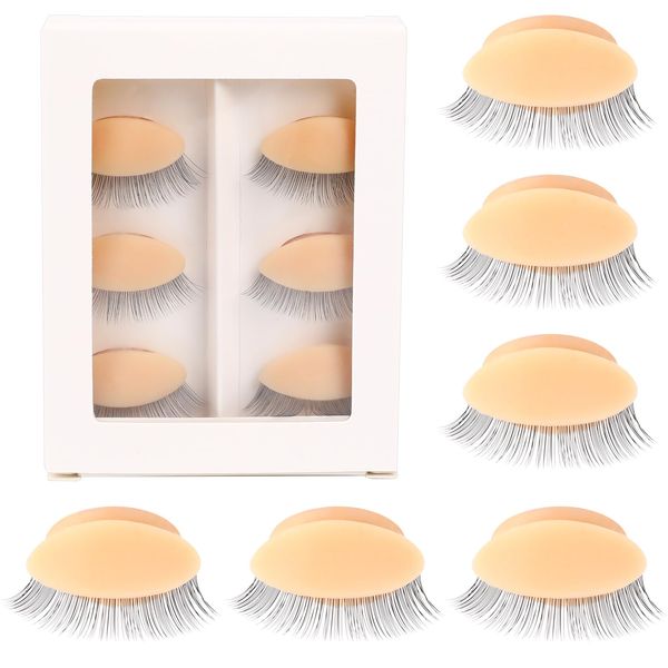 3 Pairs Lash Mannequin Head Replaced Eyelids，Multifunction Replaced Eyelids Makeup for Training Head Eyelash Replacement Eyelids Removable Realistic Eyelids Eyelash Training