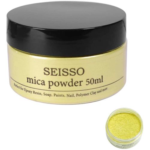 Yellow Mica Powder Pigments Dye for Lip Gloss, Soap Coloring, Epoxy Resin Dye, Powdered Pigments for Bath Bombs, Candle Making, Nail Art (50g/1.76oz)