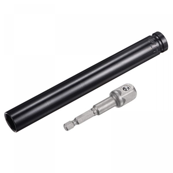 sourcing map 1/2" Drive Socket Accessory Set, 17mm Deep 6-Point Impact Socket 8" Length and 1/4" Hex Shank Adapter