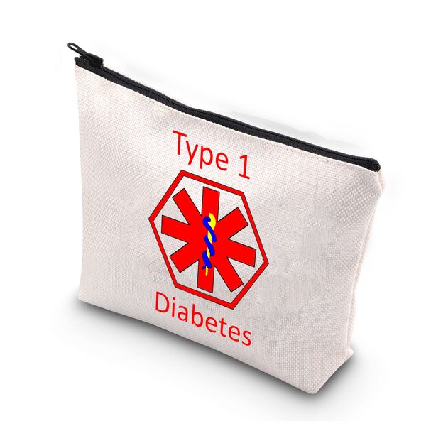 PLITI Diabetes Supply Bag Organizer Type 1 Diabetes Gifts Diabetic Emergency Travel Bags Zipper Pouch for Women(Type 1 Diabetes BU)