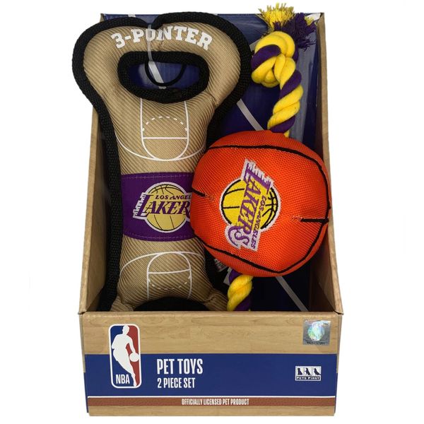 Pets First NBA LA Lakers 2PC Dog Toy Boxset