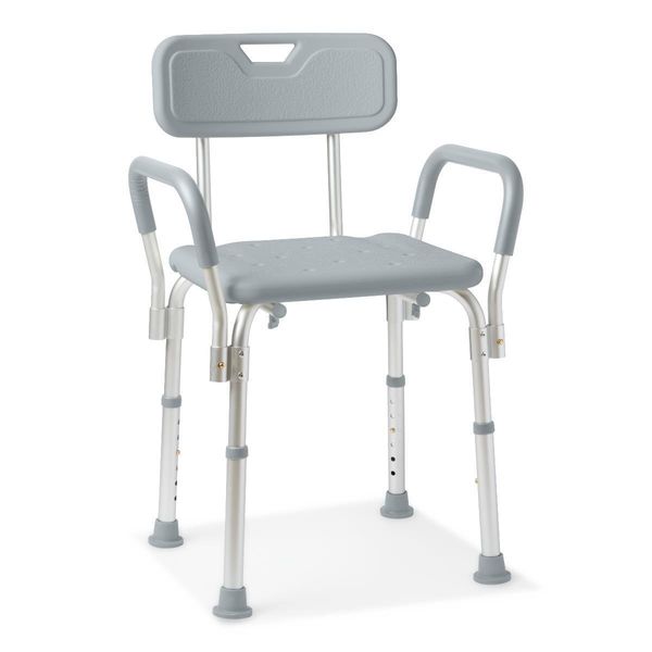 Shower Chair with Backrest and Padded Armrests, 350 lb. Capacity, Each