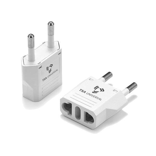 United States to Finland Travel Power Adapter to Connect North American Electrical Plugs to Finnish Outlets for Cell Phones, Tablets, eReaders, and More (2-Pack, White)