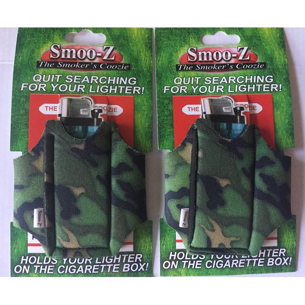 2 Smoo-Z Smoker's Coozie Cigarette Case & Lighter Holder(Camo)