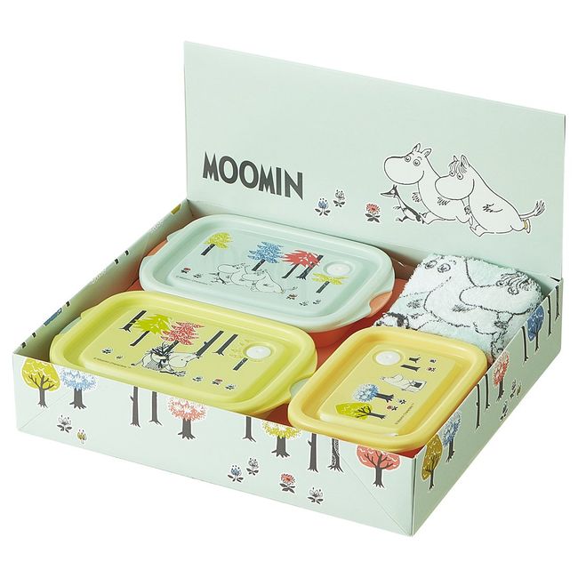 Skater SET938 Moomin Forest Food Container & Hot Towel Gift Set, Made in Japan