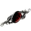Oval Genuine Cherry Baltic Amber & Sterling Silver Classic Brooch - 4022CH