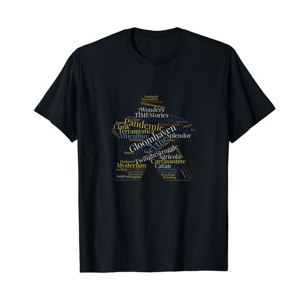 Meeple Word Cloud of Board Games T-shirt