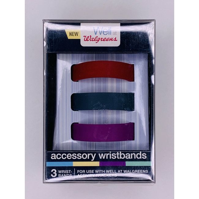 Walgreens 3 Activity Accessory Wristbands Purple Red Blue Gray