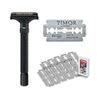 KWAN YEE GOR Adjustable Double Edge Safety Razor with 10pcs German Solingen Stainless Steel Blades,Butterfly Open with Long Handle for Men