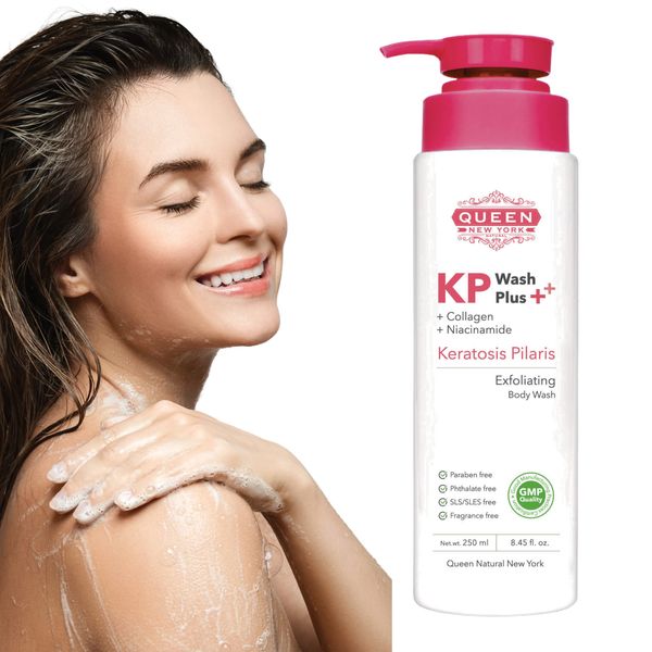 QUEEN KP WASH | Body Keratosis Pilaris Exfoliating Body Wash Plus Collagen Niacinamide |15% Glycolic Acid, 2% Salicylic Acid Reduces Rough & Red Bump, Gets Rid Of Redness-Fragrance Free