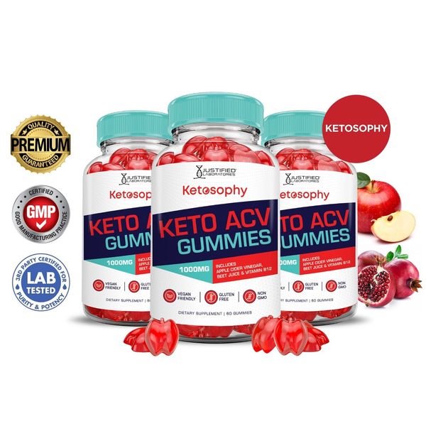 Ketosophy Keto ACV Gummies 1000MG Apple Cider Vinegar 180 Gummys