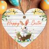 Handcrafted Easter Wooden Heart Plaque with 'Happy Easter' Quote - Rustic Spring Home Decor | Versatile & Customisable Hanging Decoration