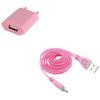 Charger Pack for Xiaomi Redmi Note 6 Smartphone Micro USB (Smiley LED Cable + USB Mains Plug) Android Connector (Pale Pink)
