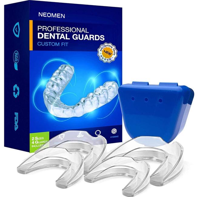 Neomen Mouth Guards for Grinding Teeth, bite guard for teeth clenching nighttime, bruxism mouth guard bite dental guards nightguard for sleep teeth grinding, Pack of 4