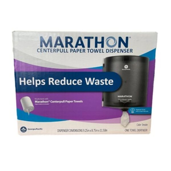 Marathon Centerpull Paper Towel Dispenser Smoke 9.25in X 8.75in X 11.5in USA