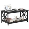 Coffee Table for Living Room Rectangular Center Table with 2 Storage Shelf Black