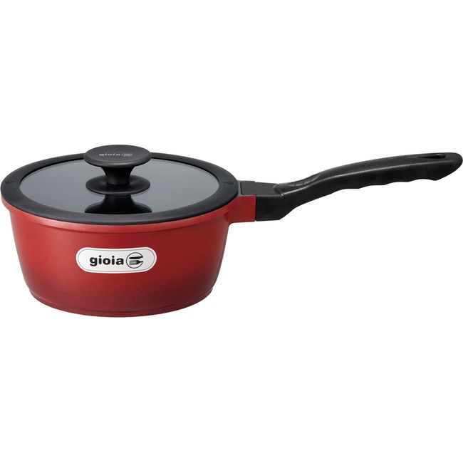 Mannen XC-S18RE Saucepan, 7.1 inches (18 cm), Single Handed Pot, Casserole, Compatible with Induction and Direct Fires, Lightweight, Fluorine Coated, Non-Stick Red, Red