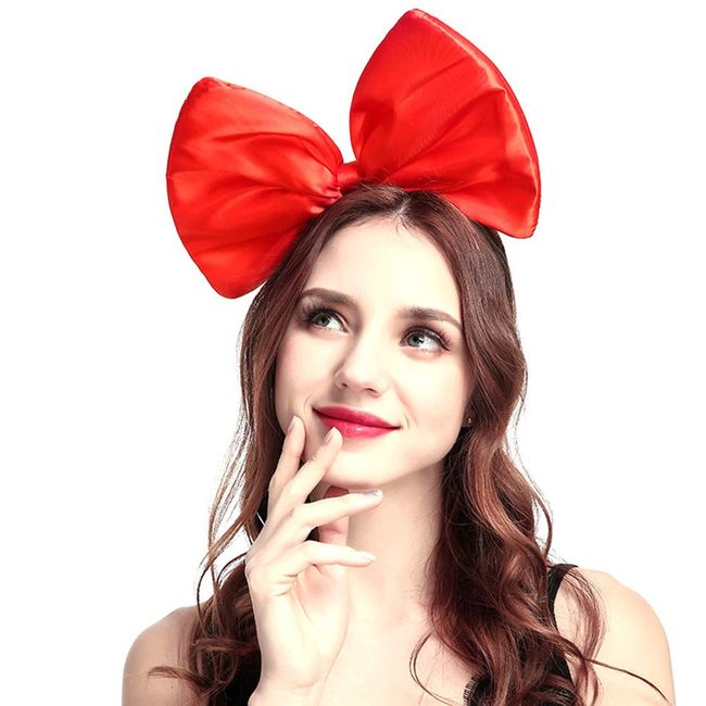 Bow Headband Headbands for Women Girls - 1pcs Large Red Bow Headbands/Headwraps/Hairband/Headwear for Birthday Valentines Day Christmas Gifts Birthday Party Cosplay Costume Accessories Gifts