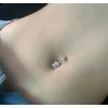 AZARIO LONDON Light Blue Crystal Stone Tiny Turtle Shape Sterling Silver Belly Bars Piercing