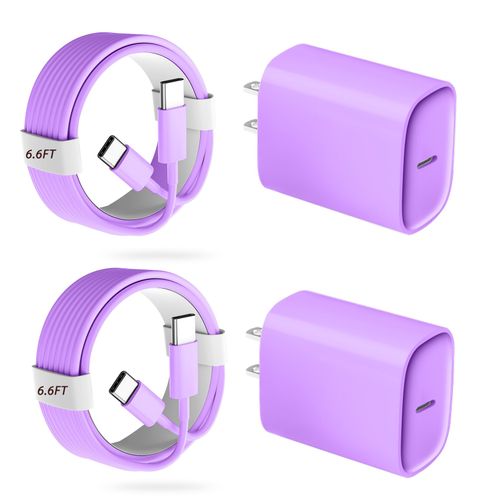 Phone 16 15 Pro Charger Fast Charging, 20W USB C Charger Block with 6.6ft Long USB C Charging Cable Cord for Phone 16/16 Pro/16 Pro Max/16 Plus/15/15 Pro/15 Pro Max/15 Plus,i-Pad, Galaxy S24- Purple