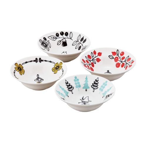 Yamaka Shoten MOOMIN MM1400-185 Moomin Valley Bowl Plate, Set of 4, Microwave, Dishwasher Safe, Moomin Goods, Scandinavia, Mother's Day, Gift, Tableware, Gift, Wedding Gift, Made in Japan