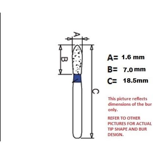 Osung 171TF-21EF Dental Diamond Burs, Taper Conical Shape, Extra Fine Grit Multi-Use, (Pack of 5)