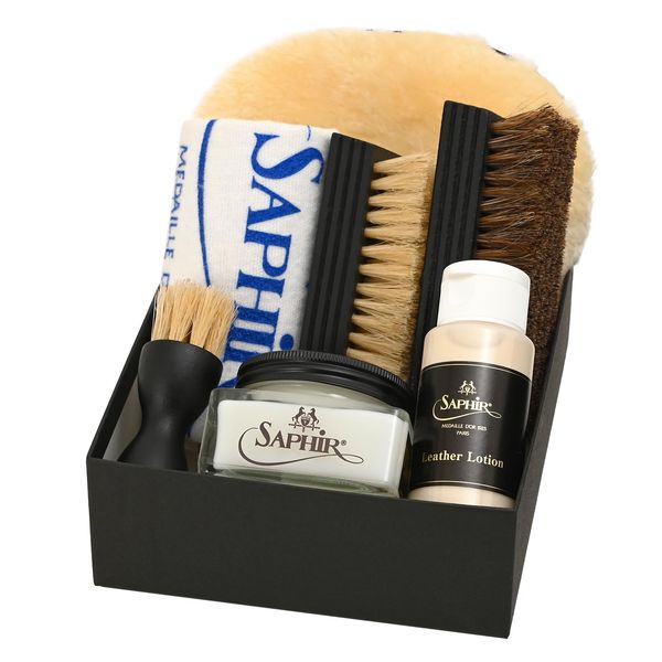 Safir Noir Clem 1925 Shoe Polish Set, Premium Shoe Cream, Perfect for Trials, Comes in a Presentation Box, Shoe Care, Starter Set, Compact (PA-NRGZ), Leather Shoes, Care, Maintenance, Brand Official