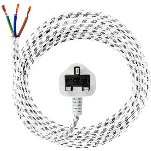 SPARES2GO 2.5m Universal 3 Core Steam Generator/Dry Iron Mains Power Cable Flex Lead + UK Plug (2.5 Metre)