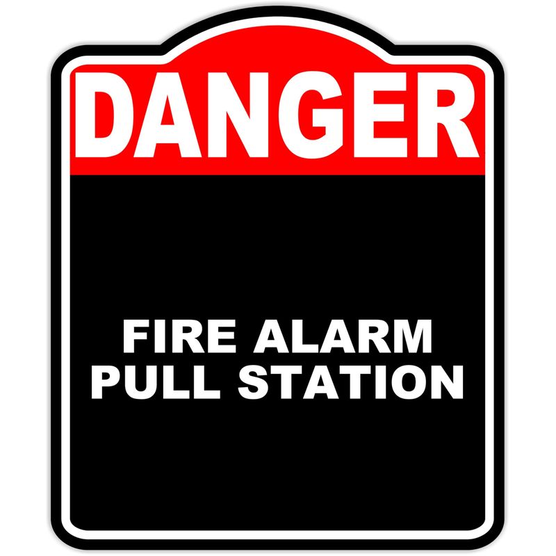 Fire Alarm Pull Station Danger Red Black Aluminum Composite Sign 8.5 x ...