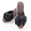 Heel Slippers 8cm Platform Bow Slippers, Greige × Black