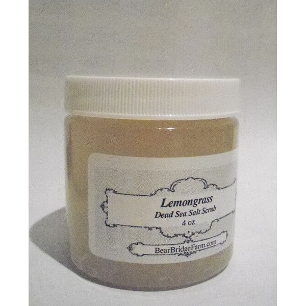 Bear Bridge Farm Lemongrass Dead Sea Salt Scrub, with Essential Oil, 4 oz,