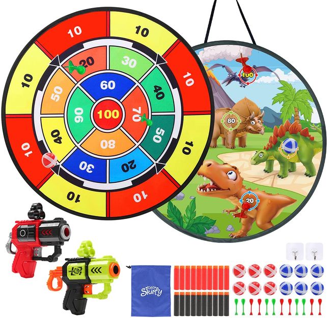 Skirfy Toy, Target Shooting Set, Double-Sided Dart Board, 3 in 1 How to Play, Dart Set, Toss Game, Sports Game, Shooting Dart Toy, Competition, Educational Toy, Indoor, Party Game, Parent-child Toy,